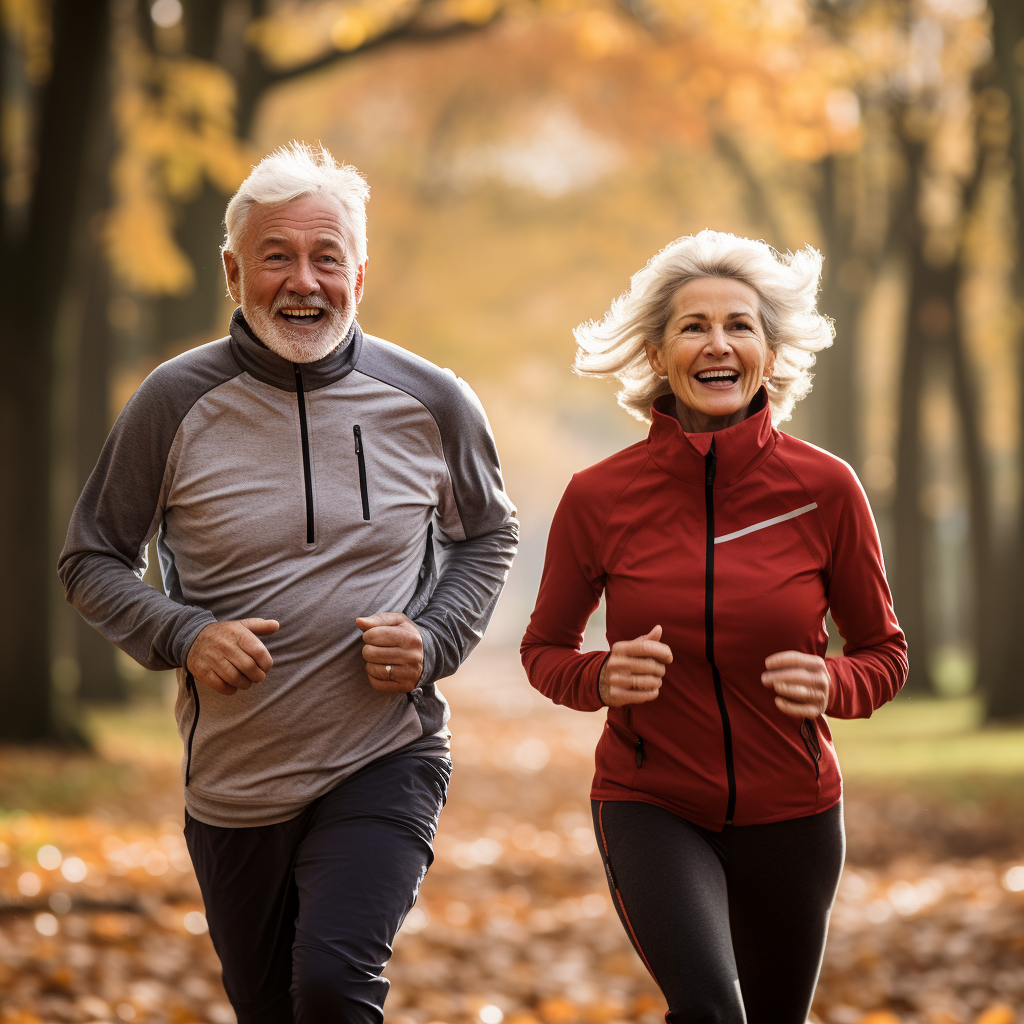 Couple running in the park